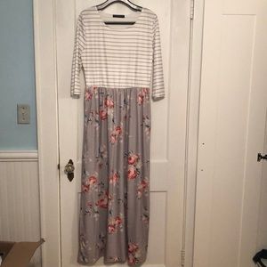 Striped and floral grey maxi.
